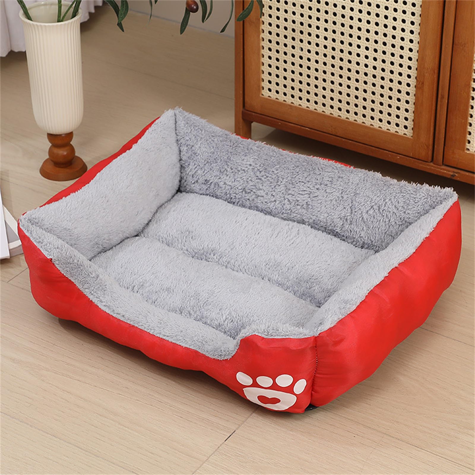 Odot Dog Bed Small Medium Large size Dogs, Rectangle Washable Pet Bed for Cat Puppy Crate, Calming Dog Sofa, Soft and Fluffy, Non-Slip (Red,XL)