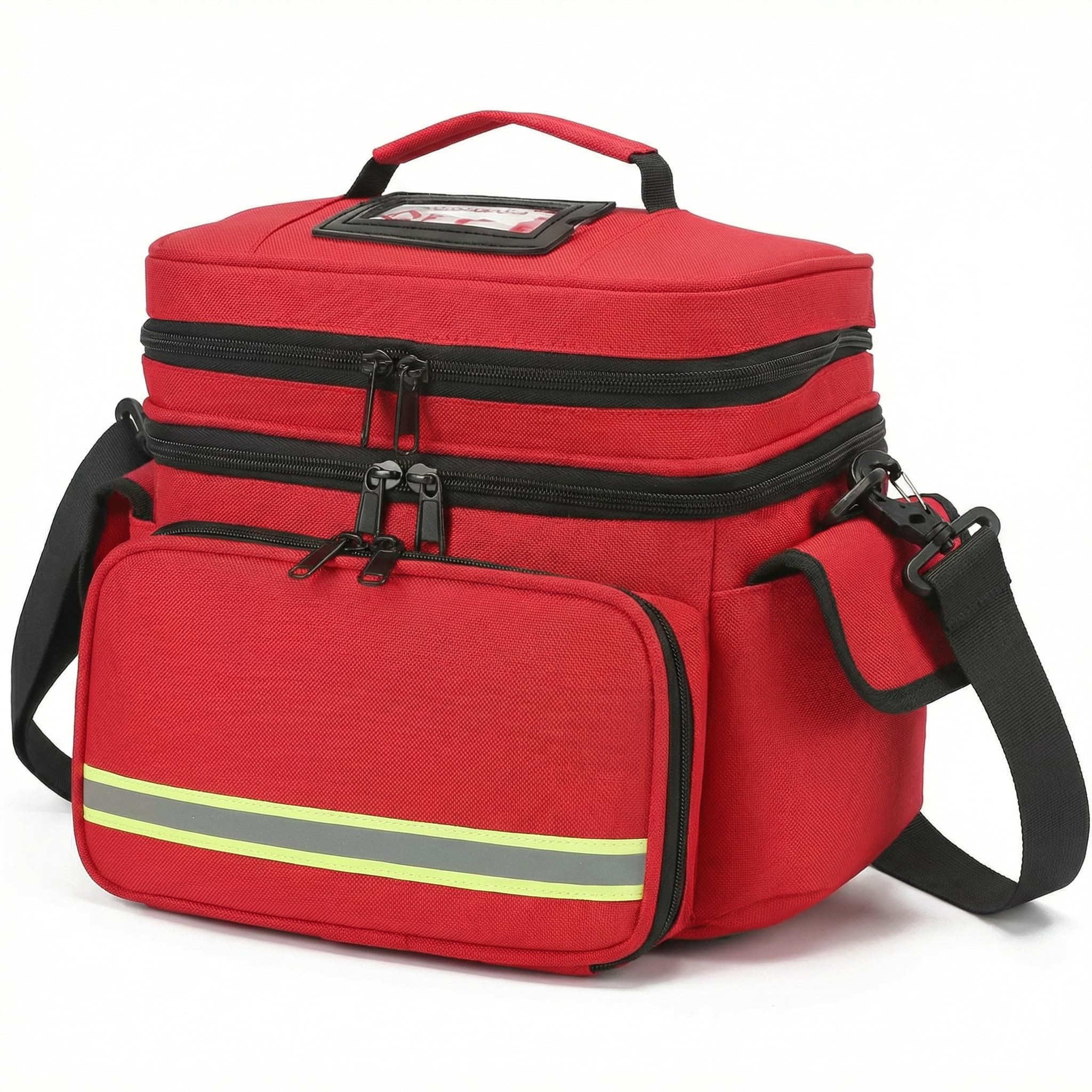 Doppelschicht Medizinische Tasche,Leere Tasche, Notfalltasche,Tragbar Reiseapotheke für Medizinflasche, Vitamine, Medizinisches Zubehör, Rot