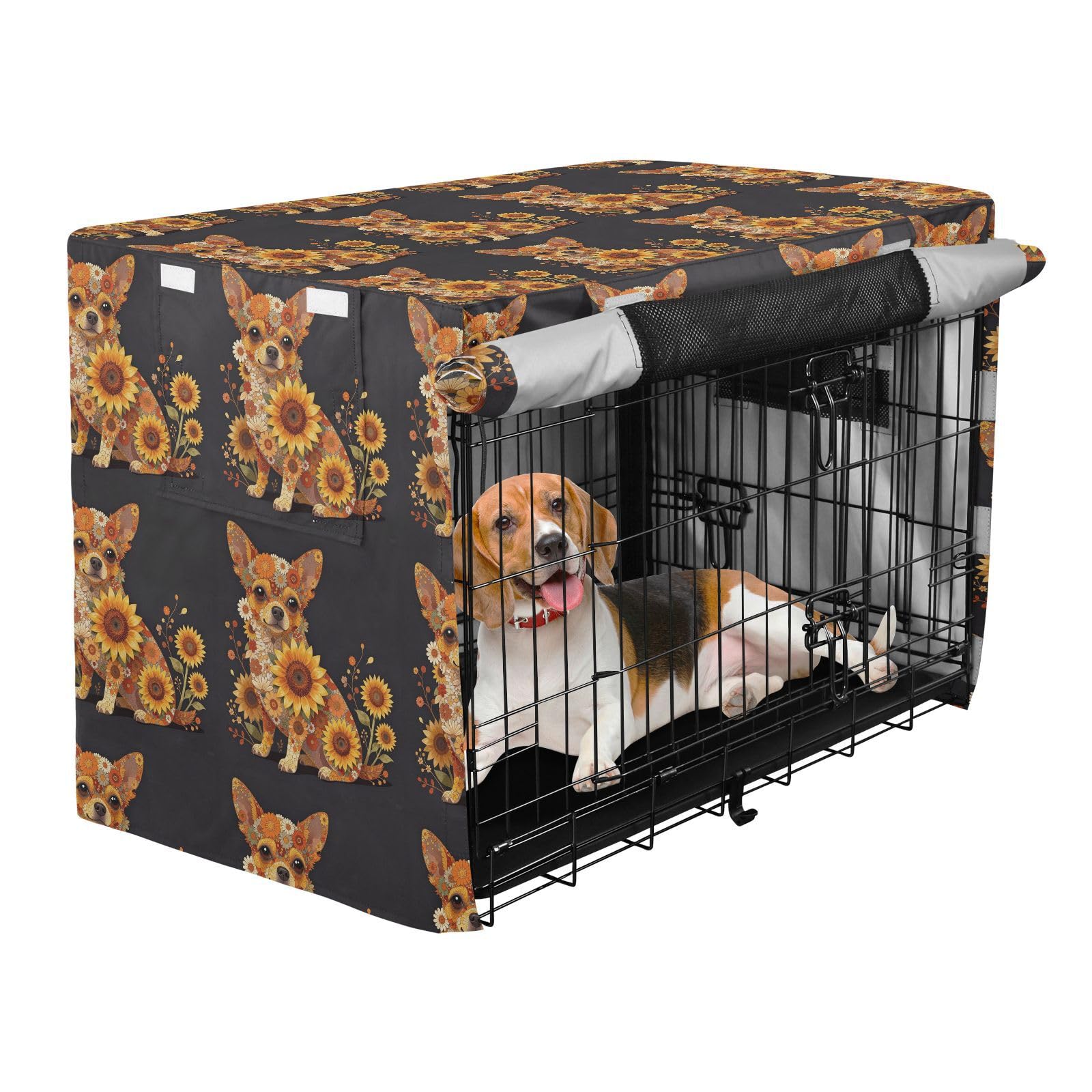 Housse de cage pour chien de voiture fleurie pour les voyages et sorties avec votre chiot