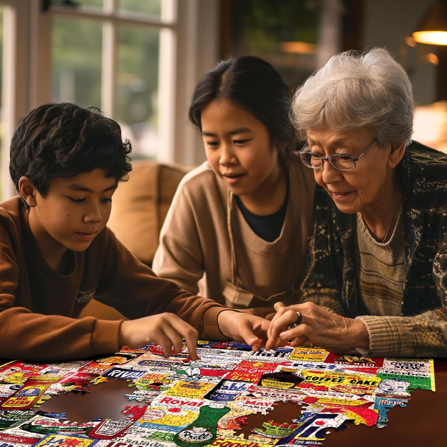 White Mountain 1000 Piece Jigsaw Puzzle Vintage Grocery Labels Collage Puzzles with Large Pieces for Adults and Family 24"x30" - Mom's Shopping List