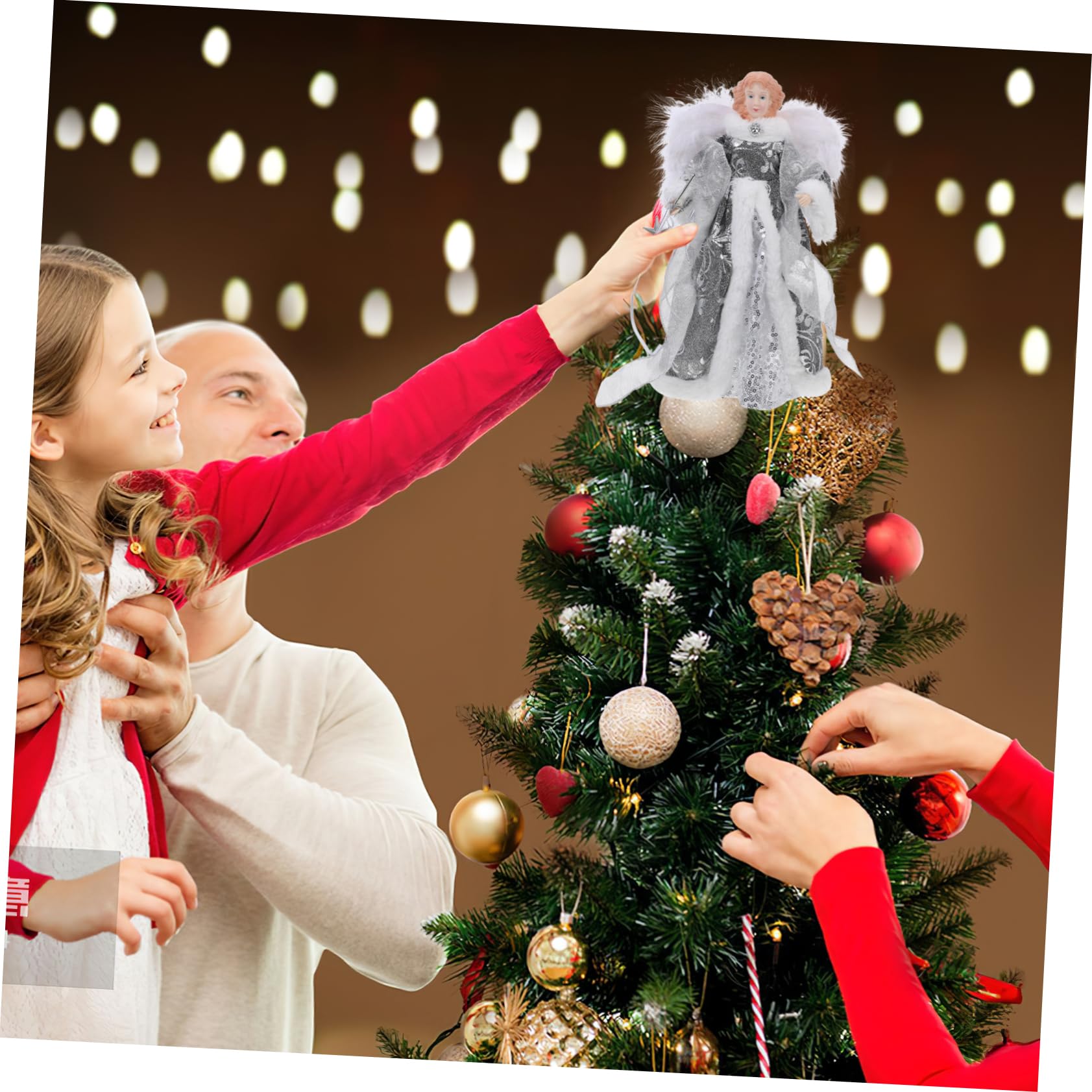 SOLUSTRE Engel als Weihnachtsbaumspitze Weihnachtsengel für Christbaumspitze Engelsfiguren für Dekoration Weihnachtsfiguren für Bücherregal und Wand Kleine Engelstatue für Drinnen und Drauß