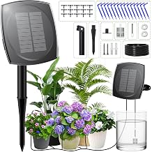 Onherm Solar Irrigation System, Automatic Watering System for Garden, Greenhouse, Balcony, 12 Timer Modes and 15 m Hose, Drip Irrigation System for Outdoor Potted Plants