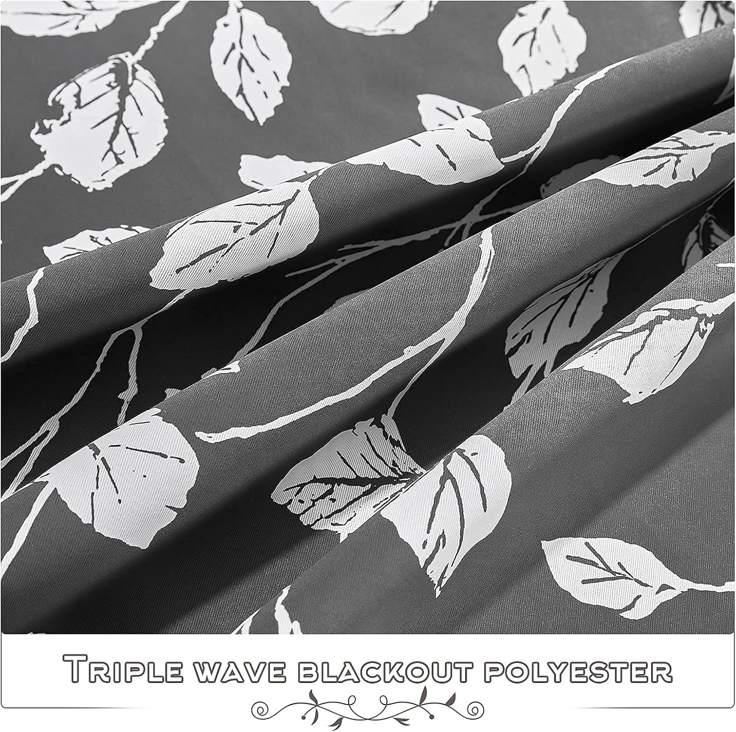 KGORGE Blackout Curtains for Living Room, Thermal Insulated Soundproof Curtains & Drapes Farmhouse Boho Window Treatment for Kitchen Bedroom Kids Room, Grey, W52 x L63, 2 Pieces