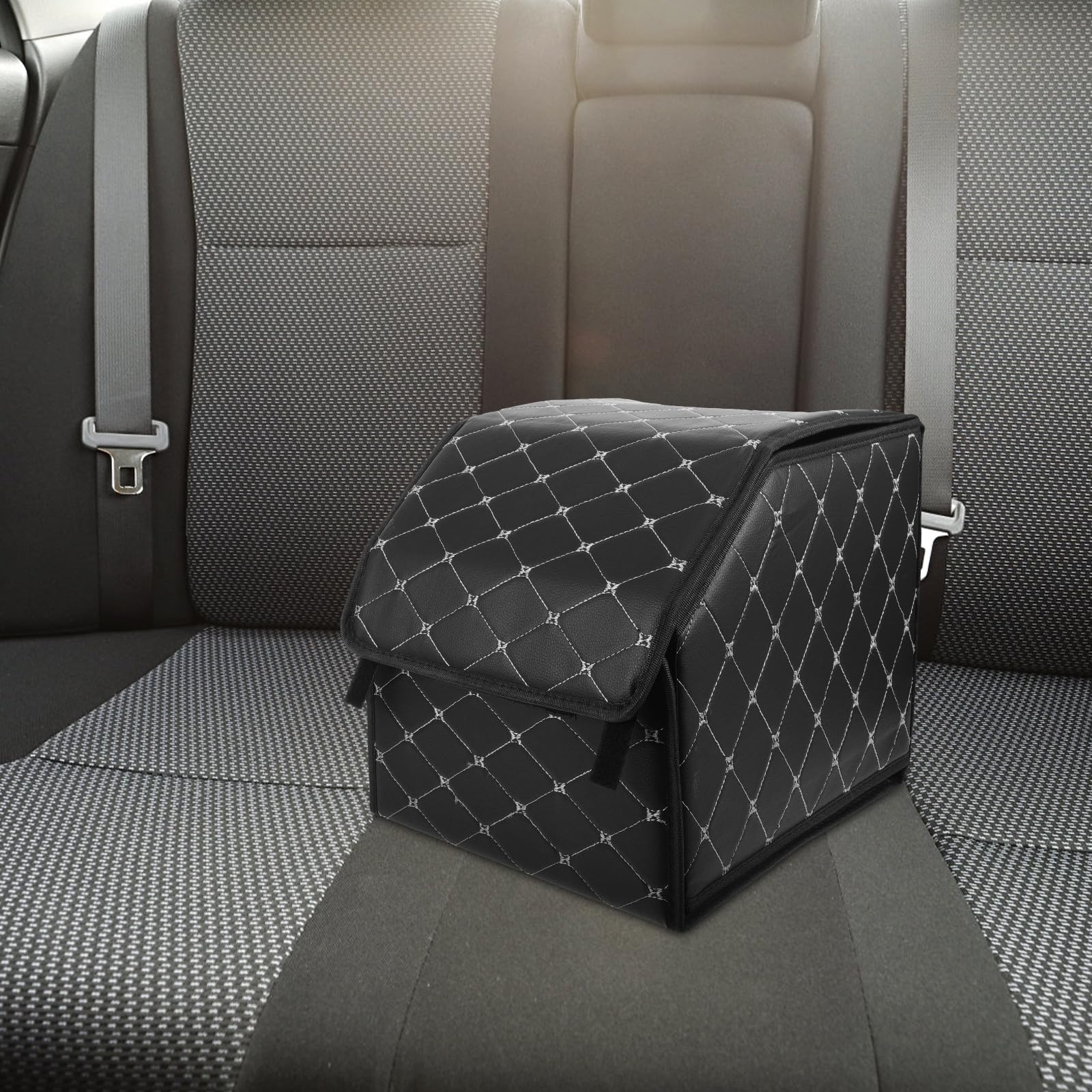 Organizer per Bagagliaio Auto Pieghevole in Pelle Deposito Bagagli Compatto, Scatola Portaoggetti Multifunzione per Suv e Uso Campeggio, Spazio di Archiviazione Facile da Pulire
