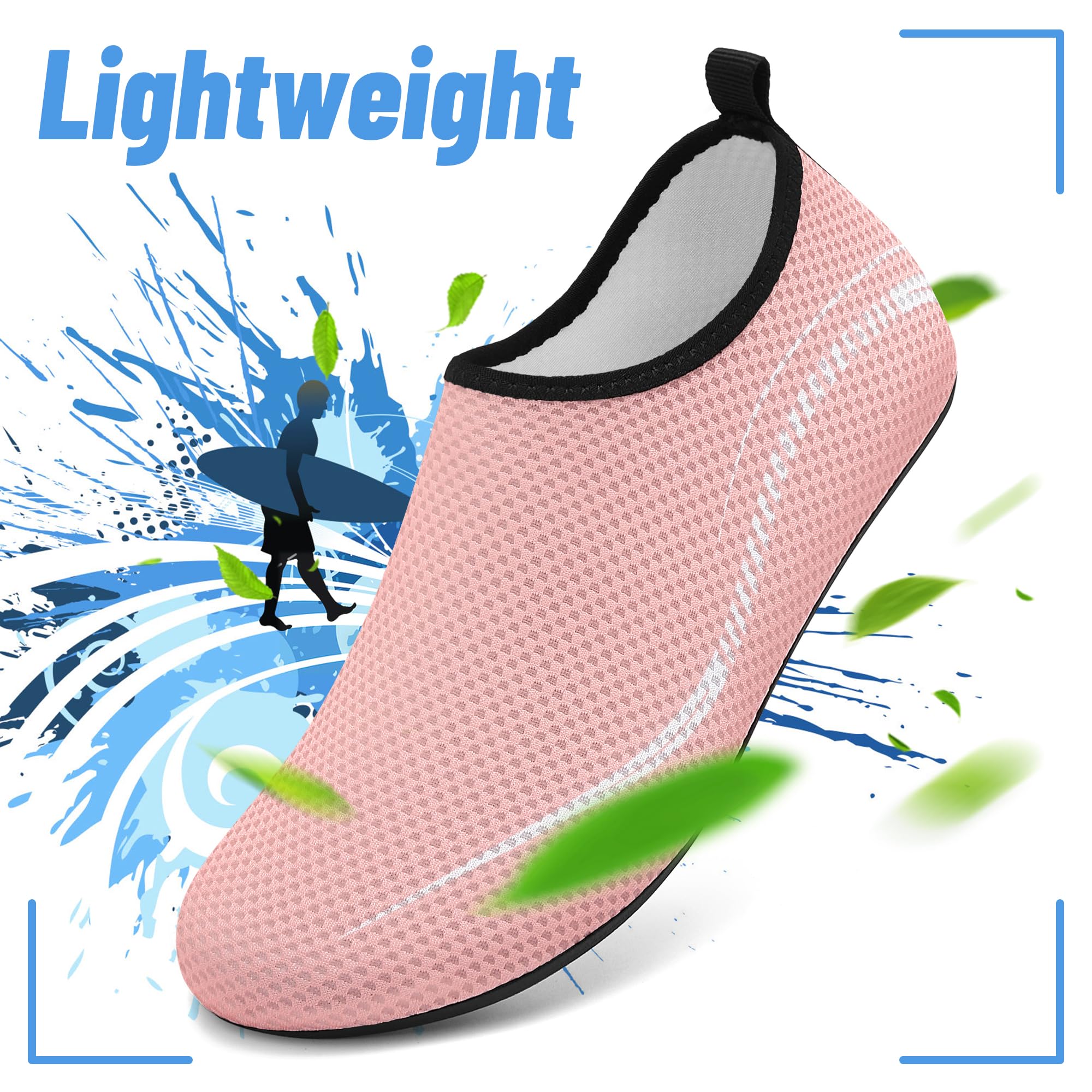 Buty do Wody Water Shoes Buty do SportóW Wodnych Lekkie Buty do PłYwania Buty PlażOwe Buty do Jogi Buty do Surfowania dla Kobiet I MężCzyzn.Różowy, 38EU