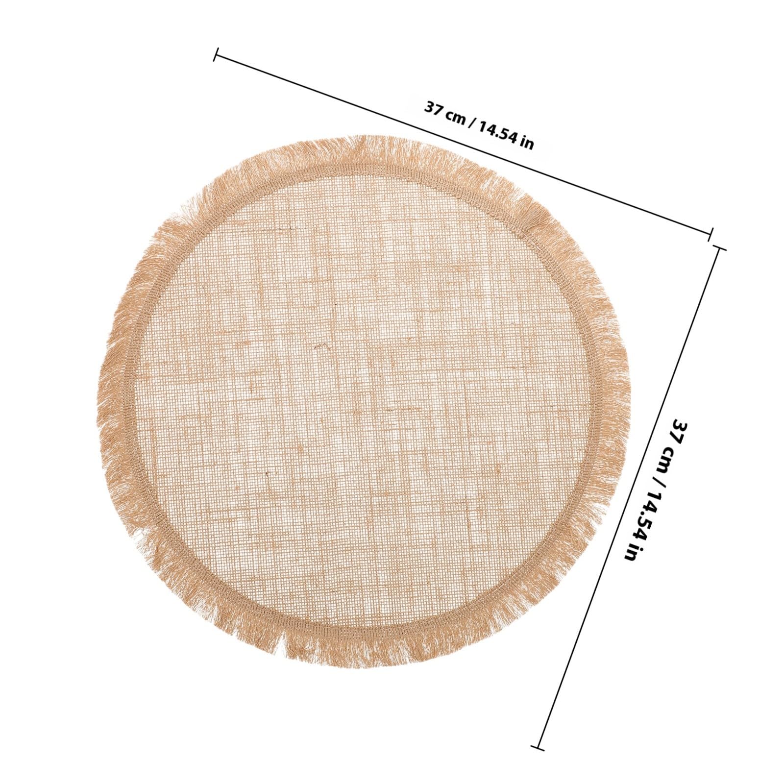 Ciieeo Tovagliette Rotonde in Iuta Intrecciata 8 Pezzi con Bordo in Pizzo, Sottoposate Rettangolari 37x40 Cm, Resistenti e Decorative per Cucina e Feste Stile Rustico
