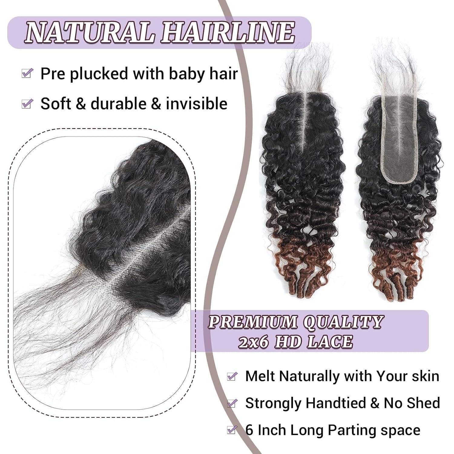 Burmese Curly Human Hair Bundles With Closure T1B/2/30 3-Tone Ombre Color 100% Real Virgin Human Hair 3 Bundles 24 26 28 With 20 Inch 2x6 Long Part Lace Closure 3c4a Spiral Curly End