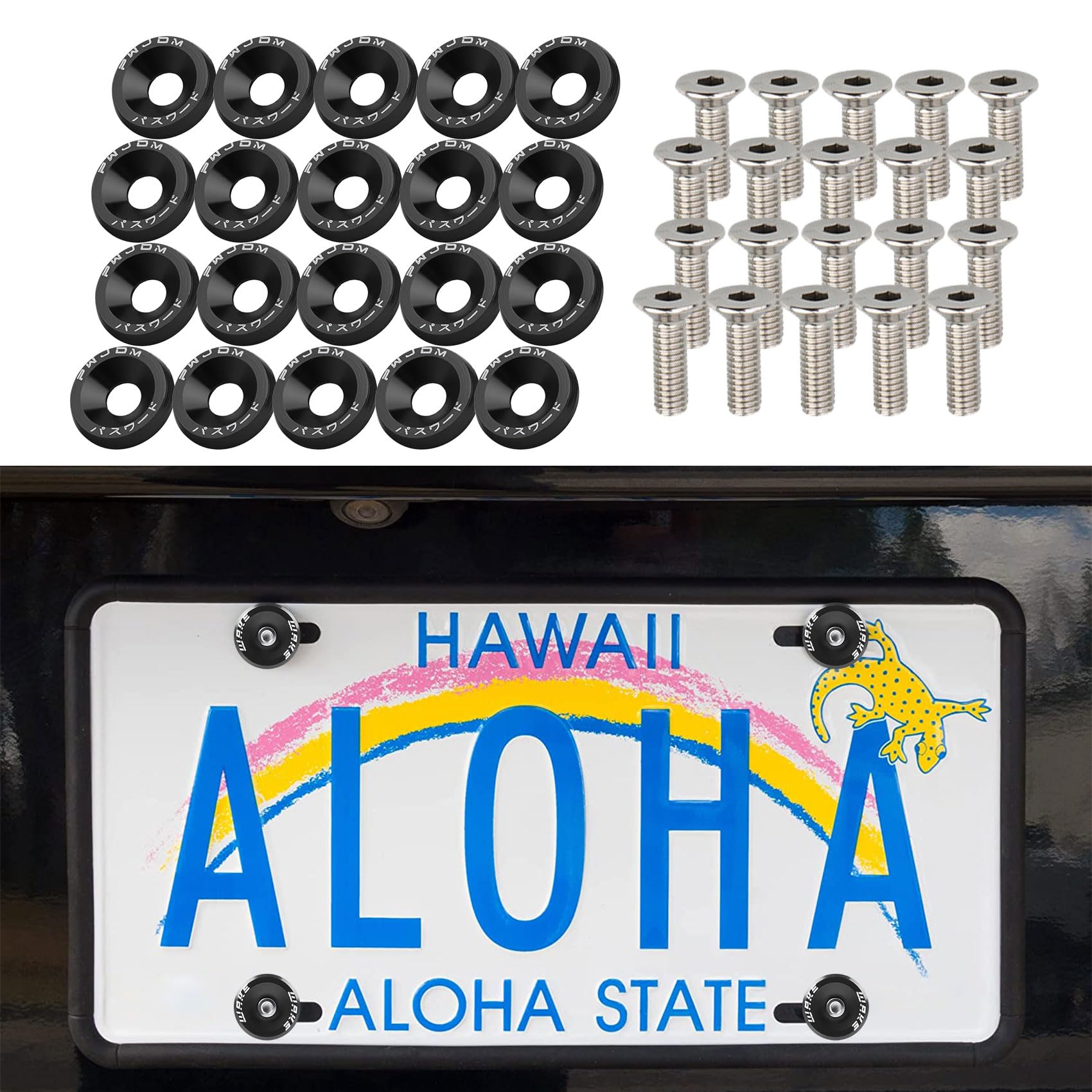 OUHL 20PCS Aluminum Bumper Fender Washer M6 T6 Grade CNC Billet Engine Bay Dress Up Kit (Black - View #6