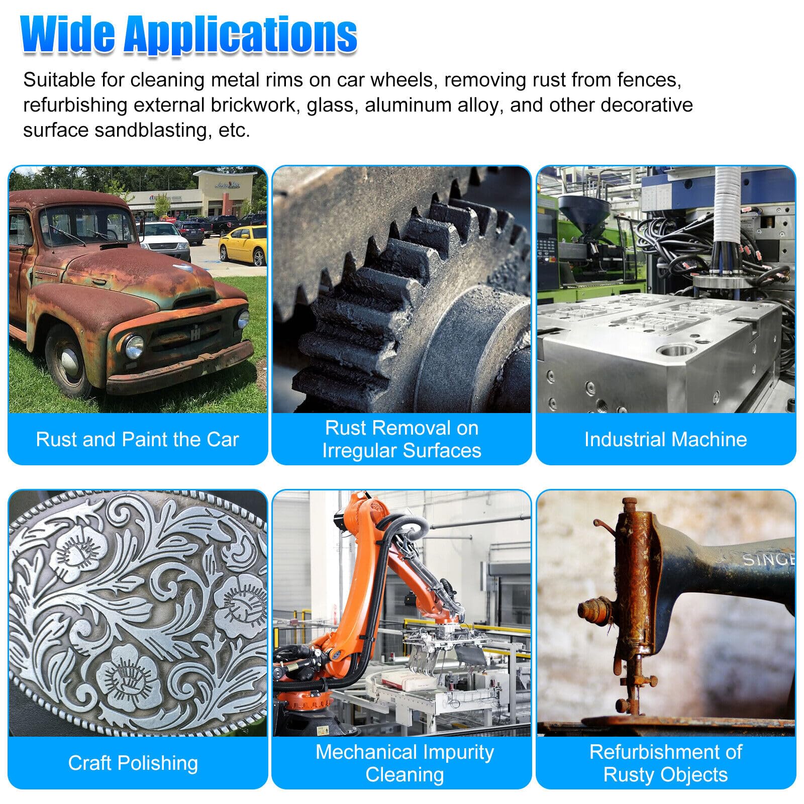 Aluminum Sand Blaster with 4 Ceramic Nozzles 94-120PSI Operate Air Pressure Portable Sandblaster Kit