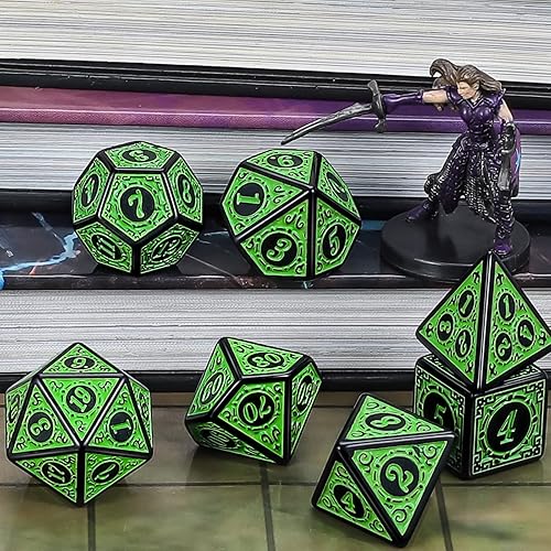 Miniatura 92 de CiaraQ DND - Juego de dados poliédricos para juegos de rol de Dungeons and Dragons RPG MTG, con 1 bolsa de dados (rosa + amarillo) Rosa +