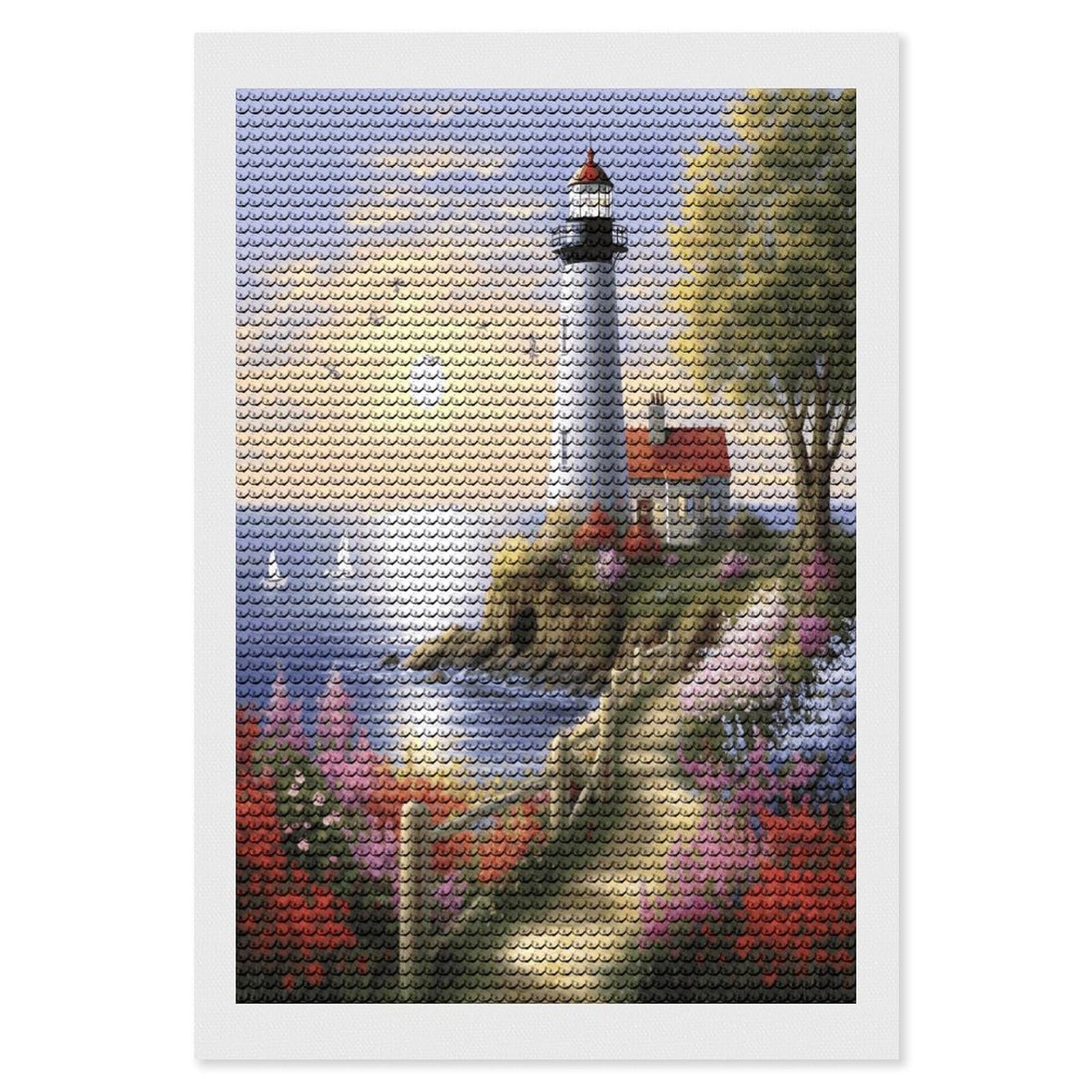 VstaDank Lighthouse Diamond Painting Diamond Painting Kits Exquisite DIY Full Round Drill Diamond Dots Painting for Adults Beginner Diamond Photo Paint with Diamond Picture Art Wall Decor 8"x12"