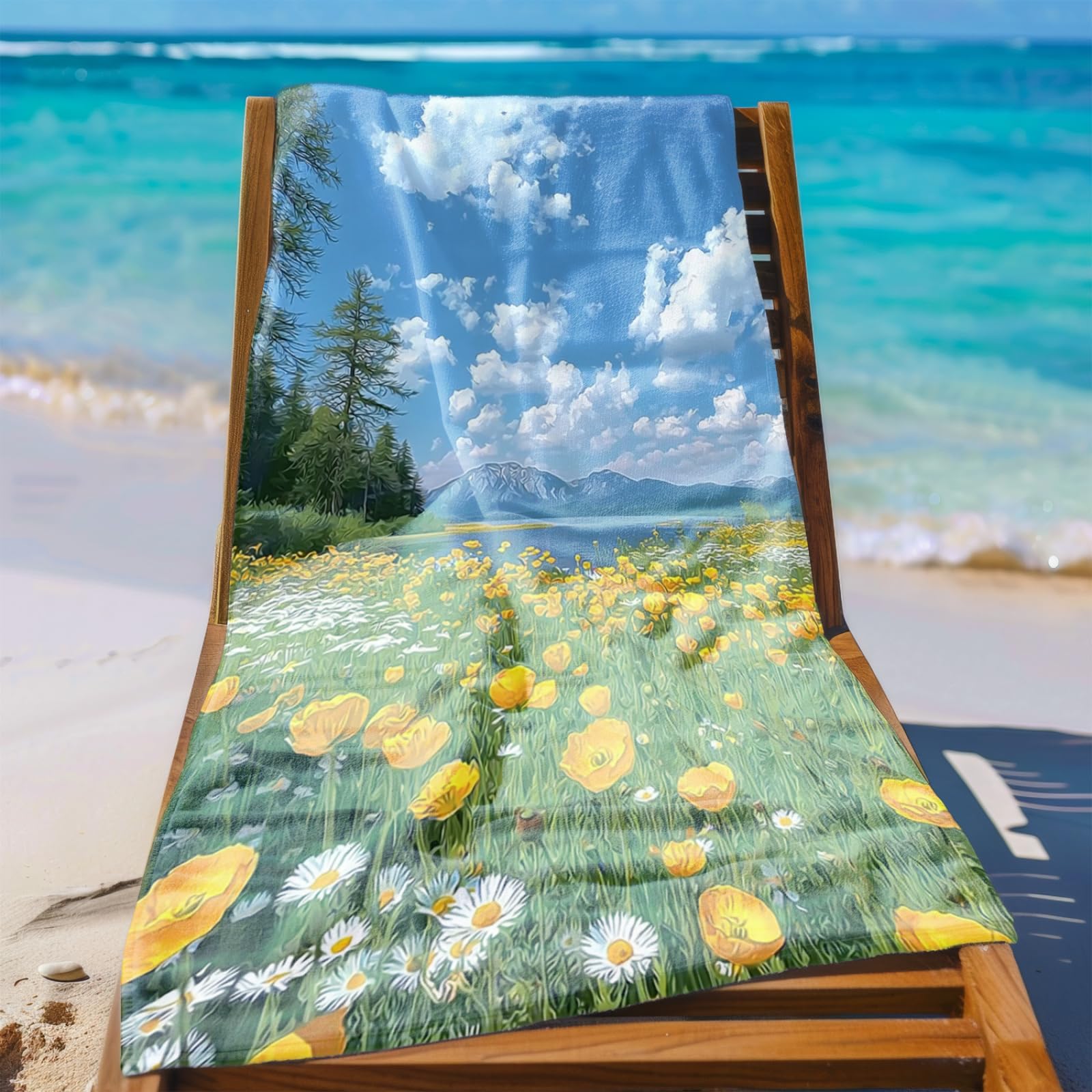 Tapis de Plage XXL Anti Sable Bleu Serviette Piscine Adulte,Natte De Plage Pliable, Voyage Accessoires De Plage Camping,Serviette de Bain Personnalisée
