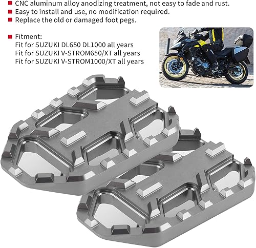 Miniatura 4 de Reposapiés ancho para motocicleta, pedales de aleación de aluminio CNC, aptos para DL650 DL1000 VSTROM 650XT1000XT Pedal de descanso para accesorios