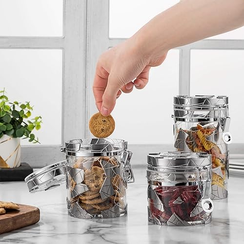 Miniatura 2 de Recipiente hermético de cocina (juego de 3)  Contenedores de almacenamiento de alimentos en tamaños de 32, 22 y 15 onzas  Organizadores de despensa