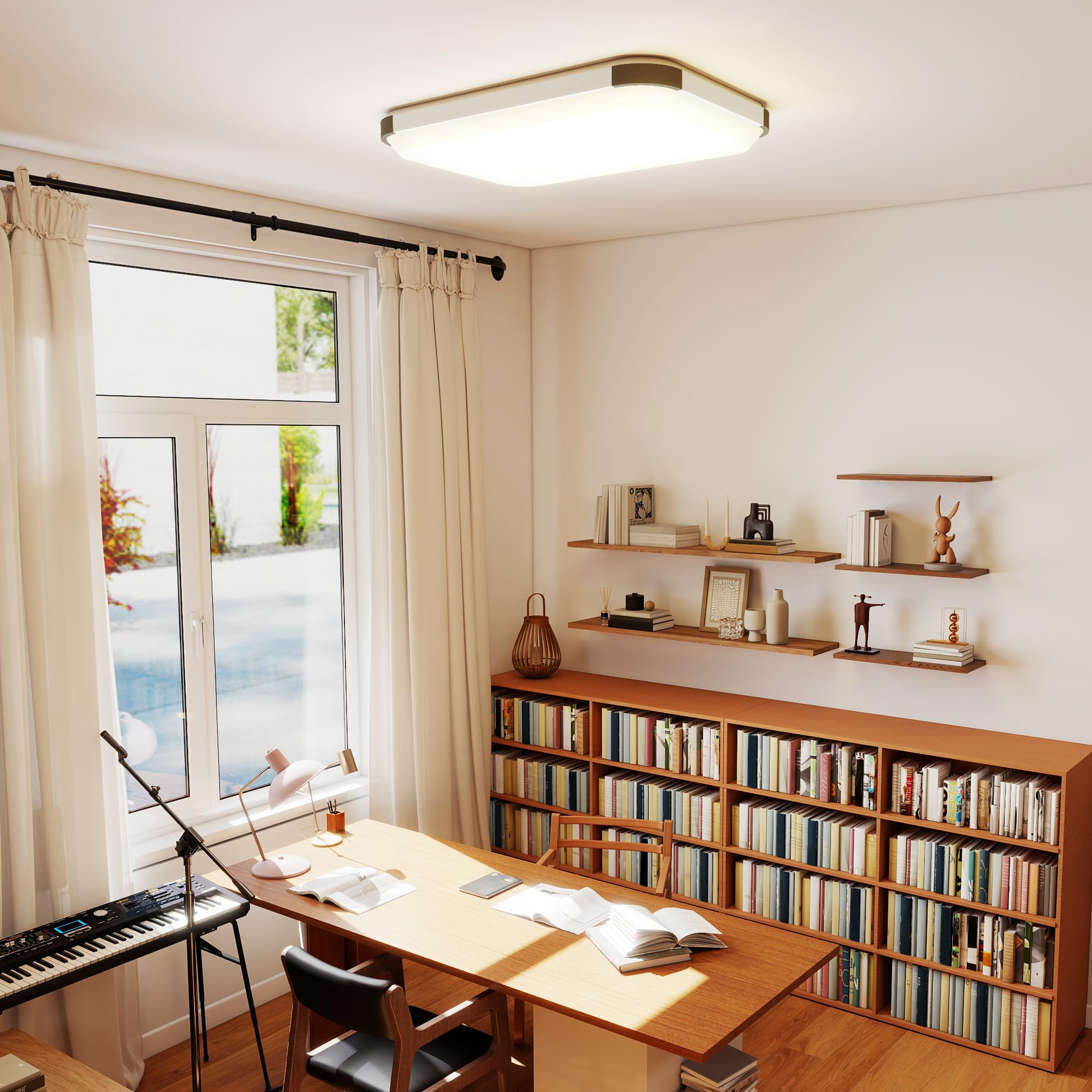 LZQ Plafoniera a LED dimmerabile, Lampadario Soffitto, 72 W con telecomando, 3000 K-6500 K, lampada da soffitto a LED, dimmerabile, per soggiorno, camera da letto, cucina, sala da pranzo, bagno