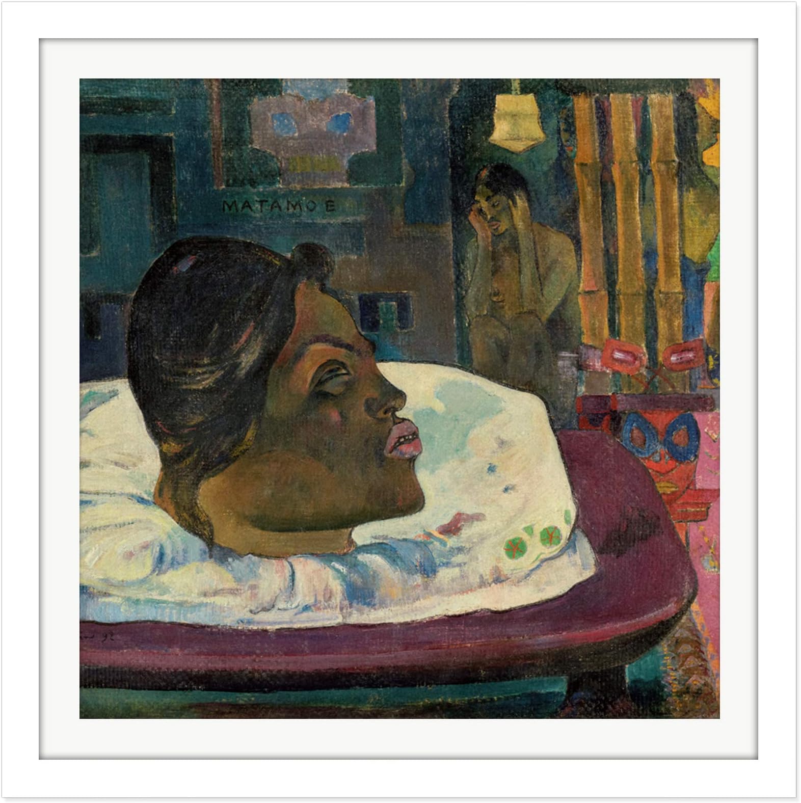 Artery8Gauguin Arii Matamoe Royal End Tahiti Painting Square Wooden Framed Wall Art Print Picture 16X16 Inch