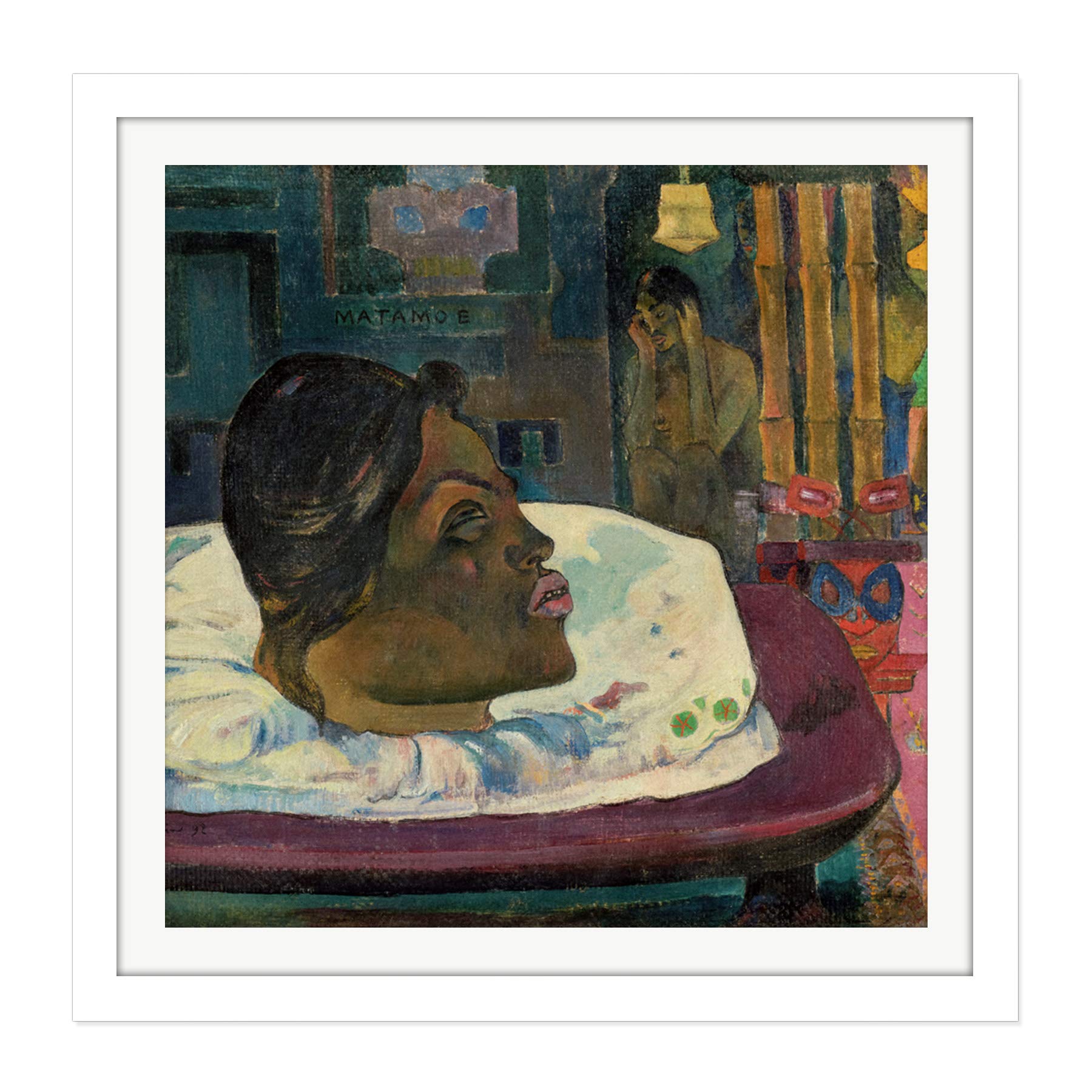 Artery8Gauguin Arii Matamoe Royal End Tahiti Painting Square Wooden Framed Wall Art Print Picture 16X16 Inch