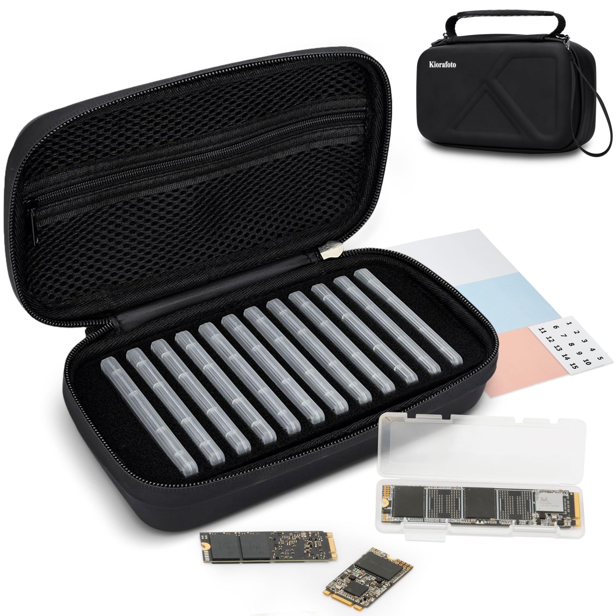 Amazon.com: EVA PU M.2 SSD Holder with 12 Clear M.2 NVMe Cases for