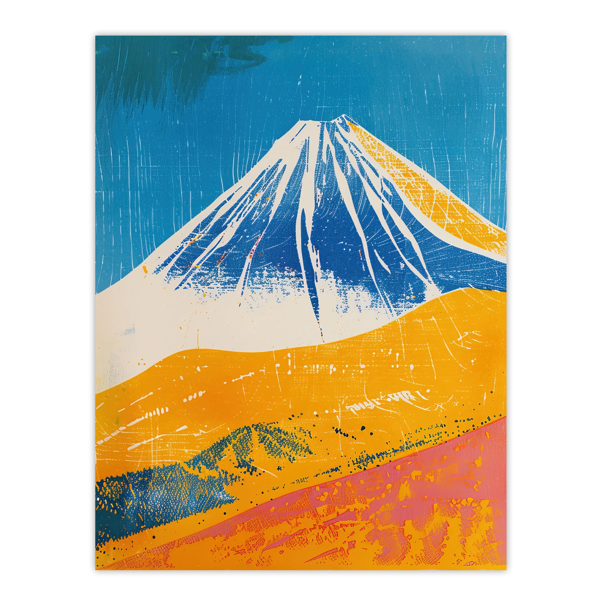 Artery8 Mount Fuji Japan Orange Blue Volcano Living Room Large Wall Art Poster Print Thick Paper 18X24 Inch