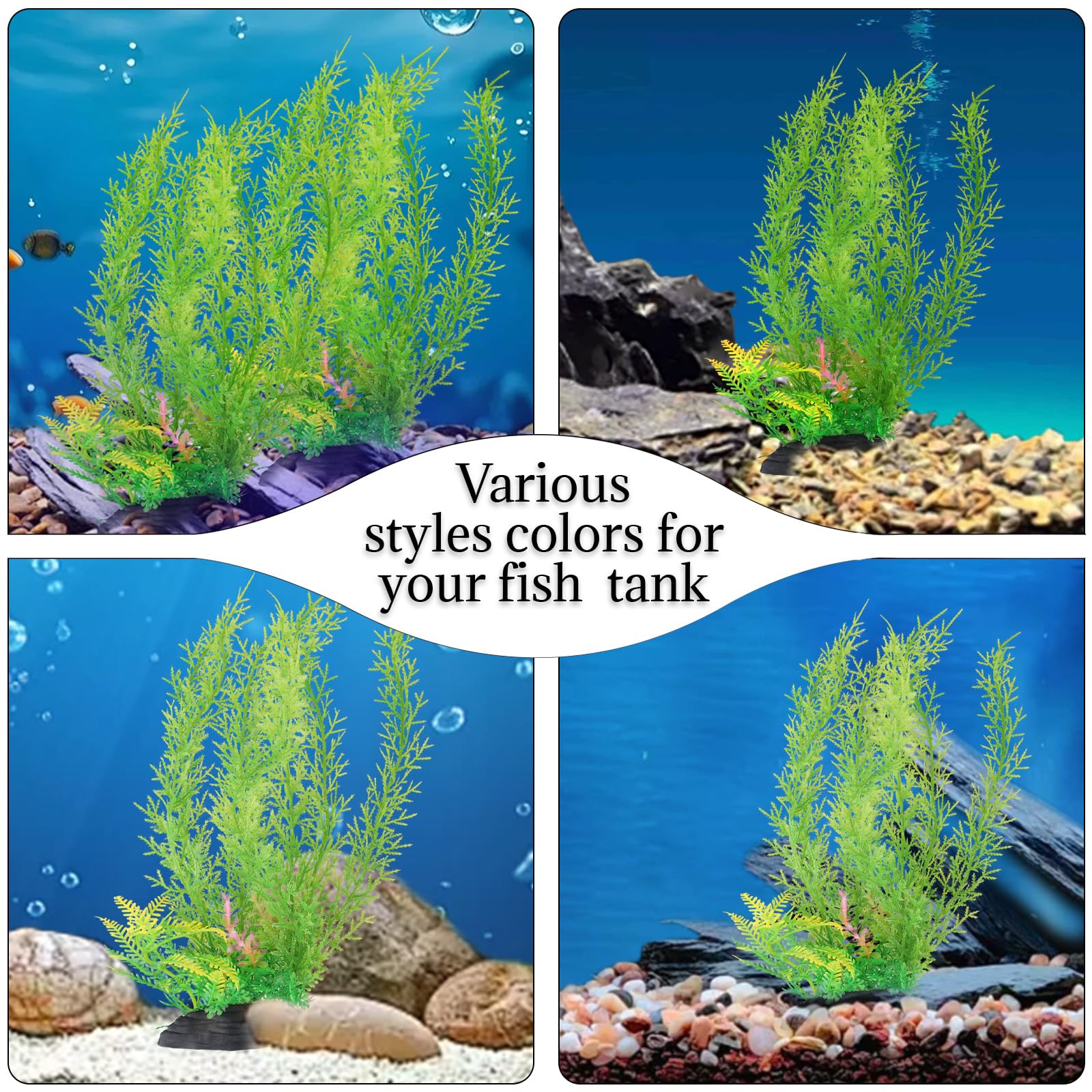 Decorazione per acquario, 4 grandi piante per acquario, piante artificiali per acquario, 4 pezzi da 32 cm di lunghezza, piante verdi per acquario, piante da acquario in plastica per acquari