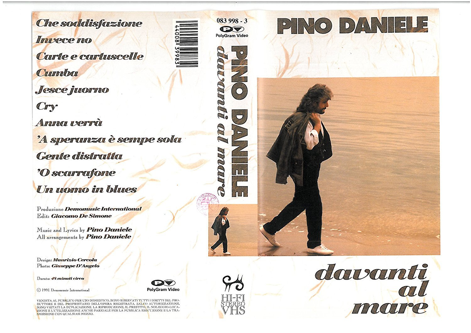 Pino Daniele Davanti Al Mare VHS el regalo nostálgico para emocionar con canciones eternas