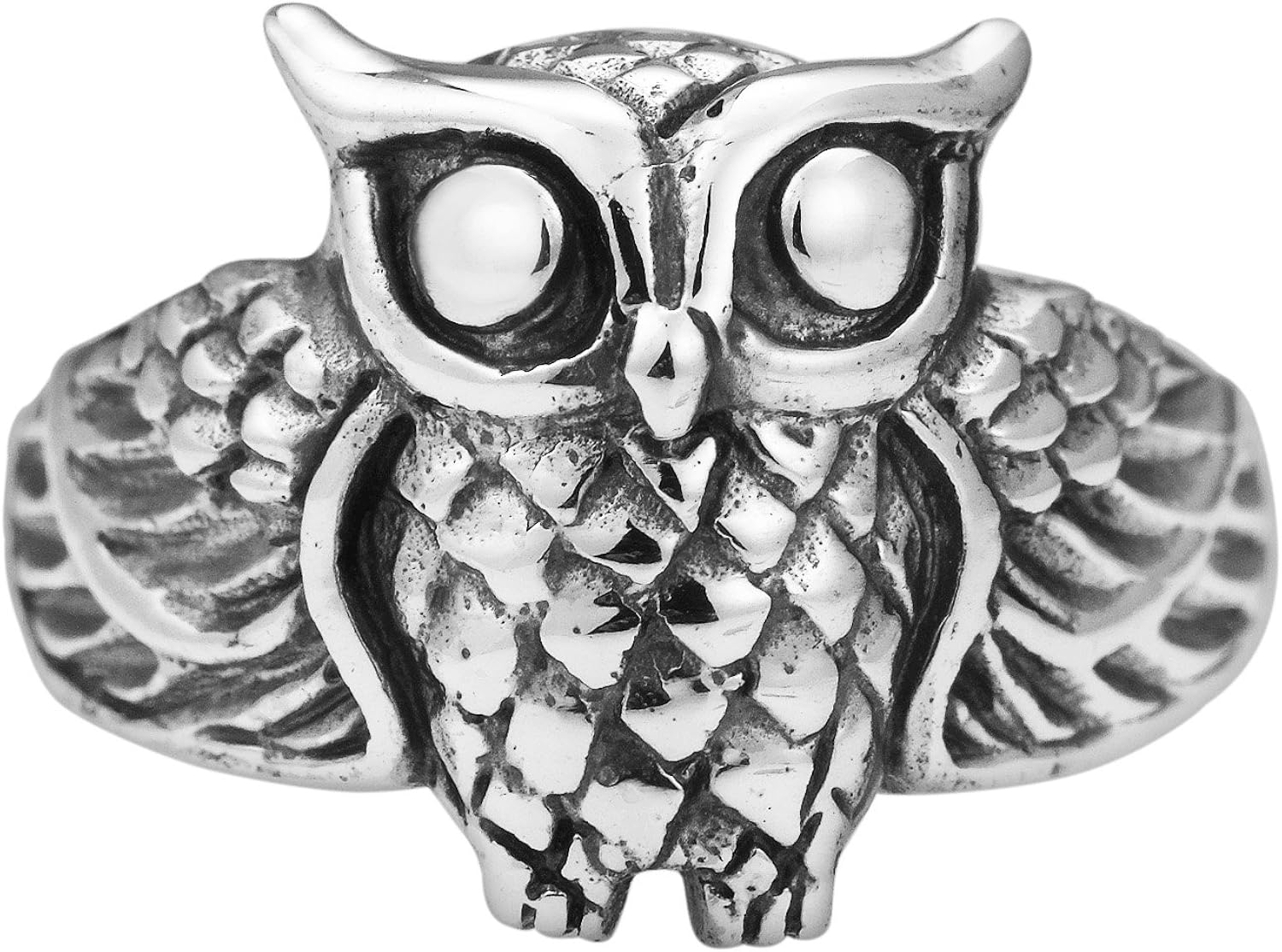 Vista 2 de Anillo de plata de ley 925 de AeraVida Chubby Wise Owl