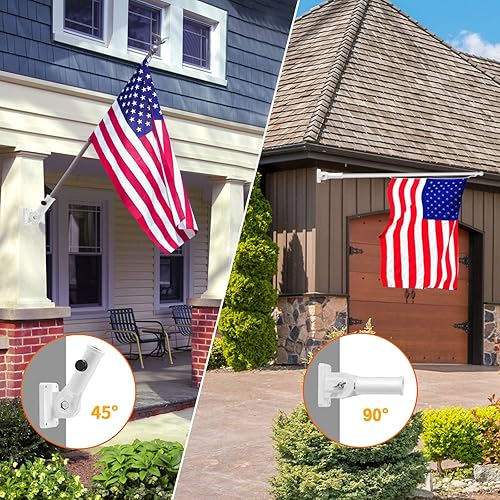 Miniatura 7 de Soportes para Asta de Bandera, BONWIN Soporte de Montaje para Asta de Bandera de 1" con Herrajes para Pared de Casa Porche, 1" de Diámetro Interior,