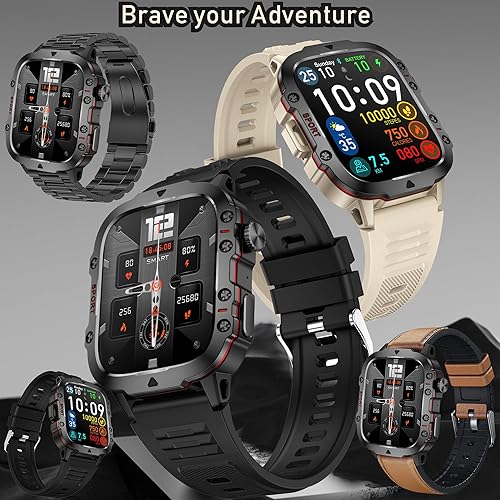 Miniatura 2 de Reloj inteligente militar para hombre (respuestallamadas de marcación), reloj inteligente impermeable 5ATM para iPhone Android, rastreador de