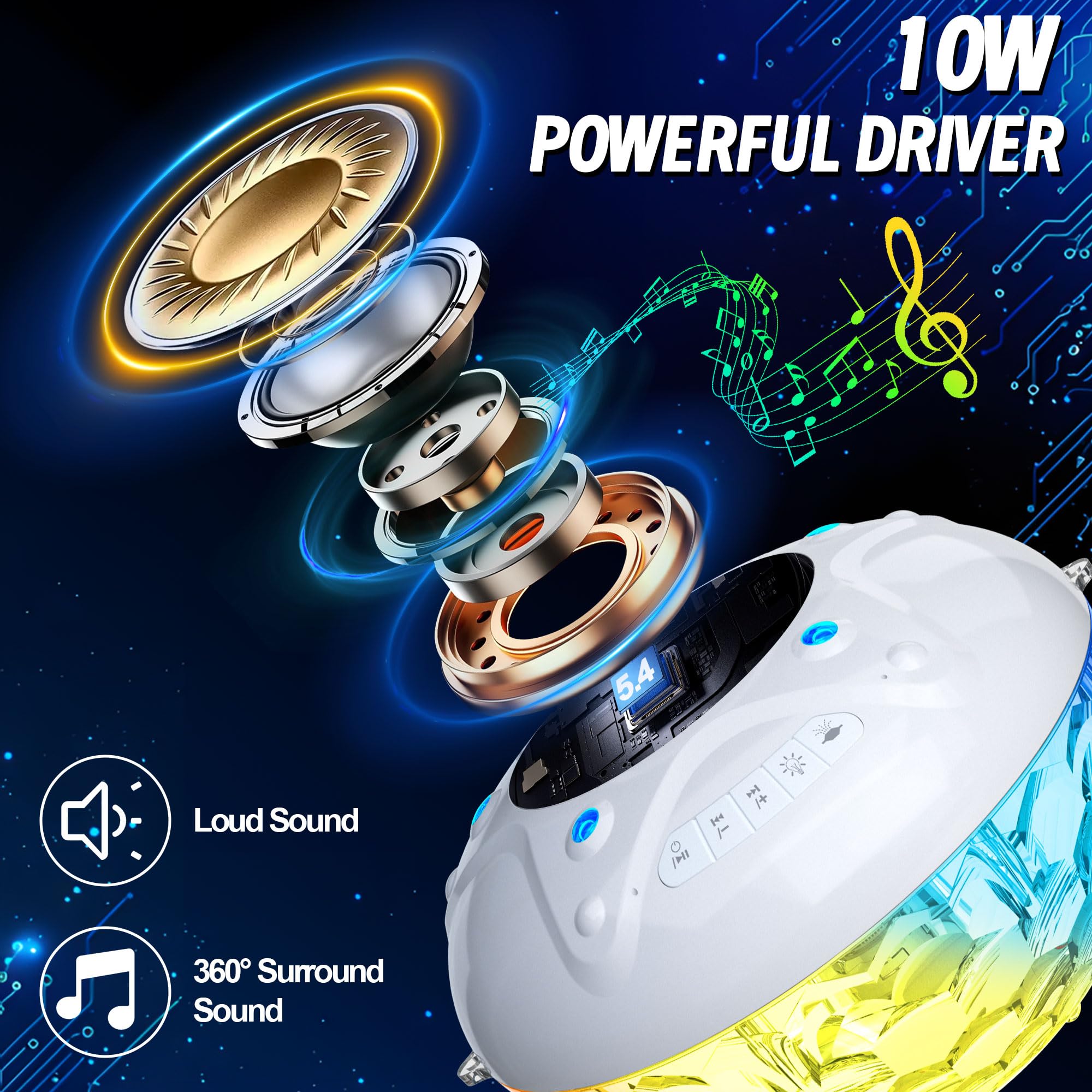 KingSom 3 en 1 Enceinte Bluetooth Piscine avec Fontaine Piscine Lumineuse, 10000mAh Enceinte Piscine Flottante,Haut Parleur Étanche IP68, BT5.4,HD Stéréo,24H d'autonomie Fontaine Piscines Rechargeable