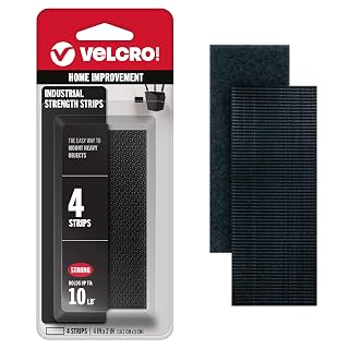 VELCRO Brand Heavy Duty Fasteners | 4x2 Inch Strips 4 Sets | Holds 10 lbs | Stick-On Adhesive Backed | Black Industrial Strength | For Indoor or Outdoor Use, 90209 - Amazon product rated Grade A