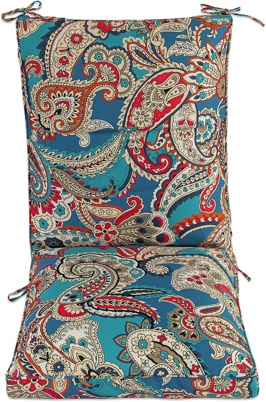 Set of 2 Outdoor Dining Chair Cushions, Comfort Patio Seating Cushions, 44 x21x4.5 inch, Single Welt and Zipper (Blue Trumpet Flowers) image 3