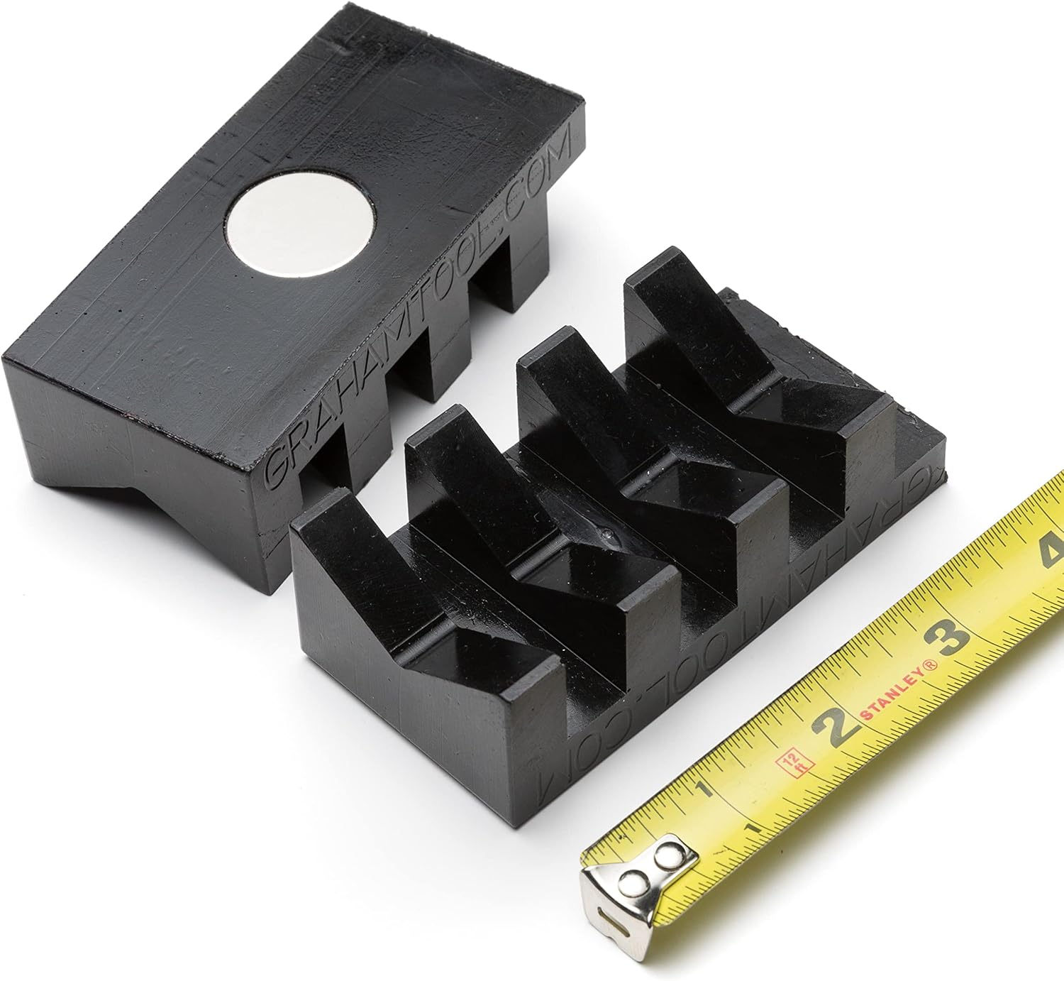 Vise V-Blocks, Black Polyurethane, Magnetic, Designed for Bench Vises, Medium