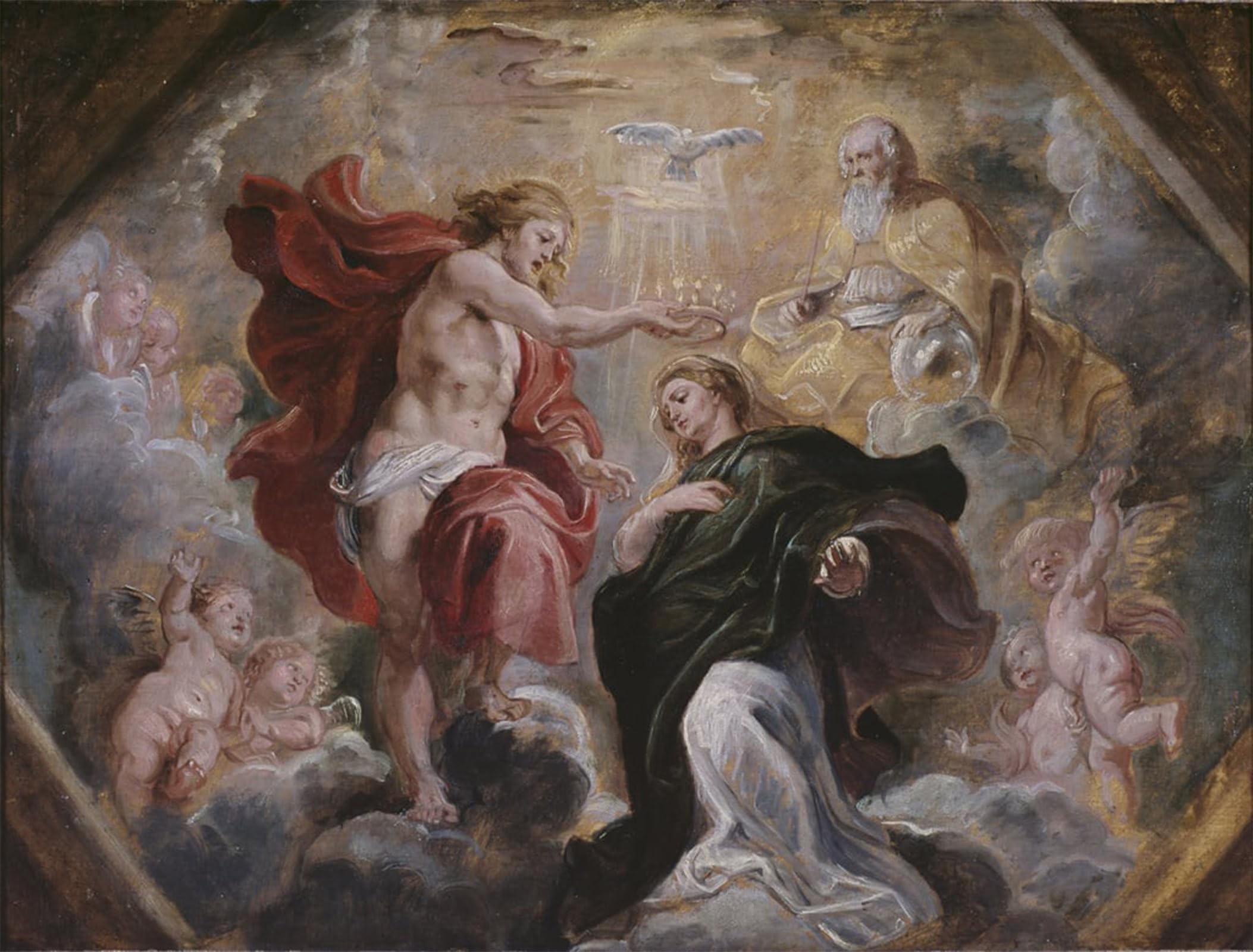 SERENDIPITP Retro Picture Poster Wall Art Pictures Painting the Coronation of the Virgin by Peter Paul Rubens Wall Art Canvas Print for Wall Decor 60x90cm