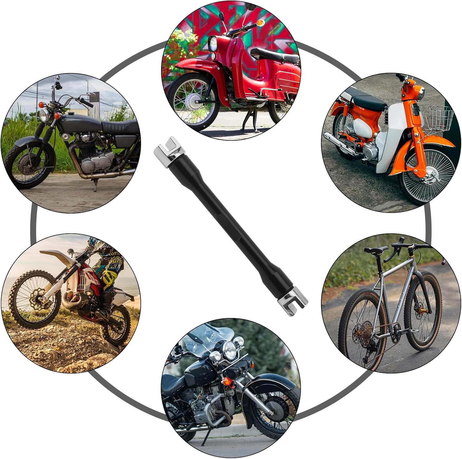 Windance CNC Wheel Spoke Spanner, Motorcycle Repair Tool Kit 5.0-6.8mm Spoke Wrench Set for Most Motorbike Dirt Bike