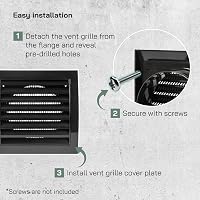Vent Systems 100 mm Fekete Szellőzőrács - Szárítógép, Fürdőszoba, Kültéri/Beltéri Légkivezető Takaró, Elszívó Rendszer, ABS Anyag, Könnyen S 4