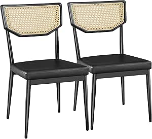 Yaheetech Rattan Dining Chairs Set of 2 Kitchen Chairs Mid-century Faux ...