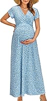 Vista 1 de OUGES Maternity Maxi Dress Wrap Baby Shower Pregnancy Dresses for Photoshoot Maternity Outfits Summer Clothes 2026
