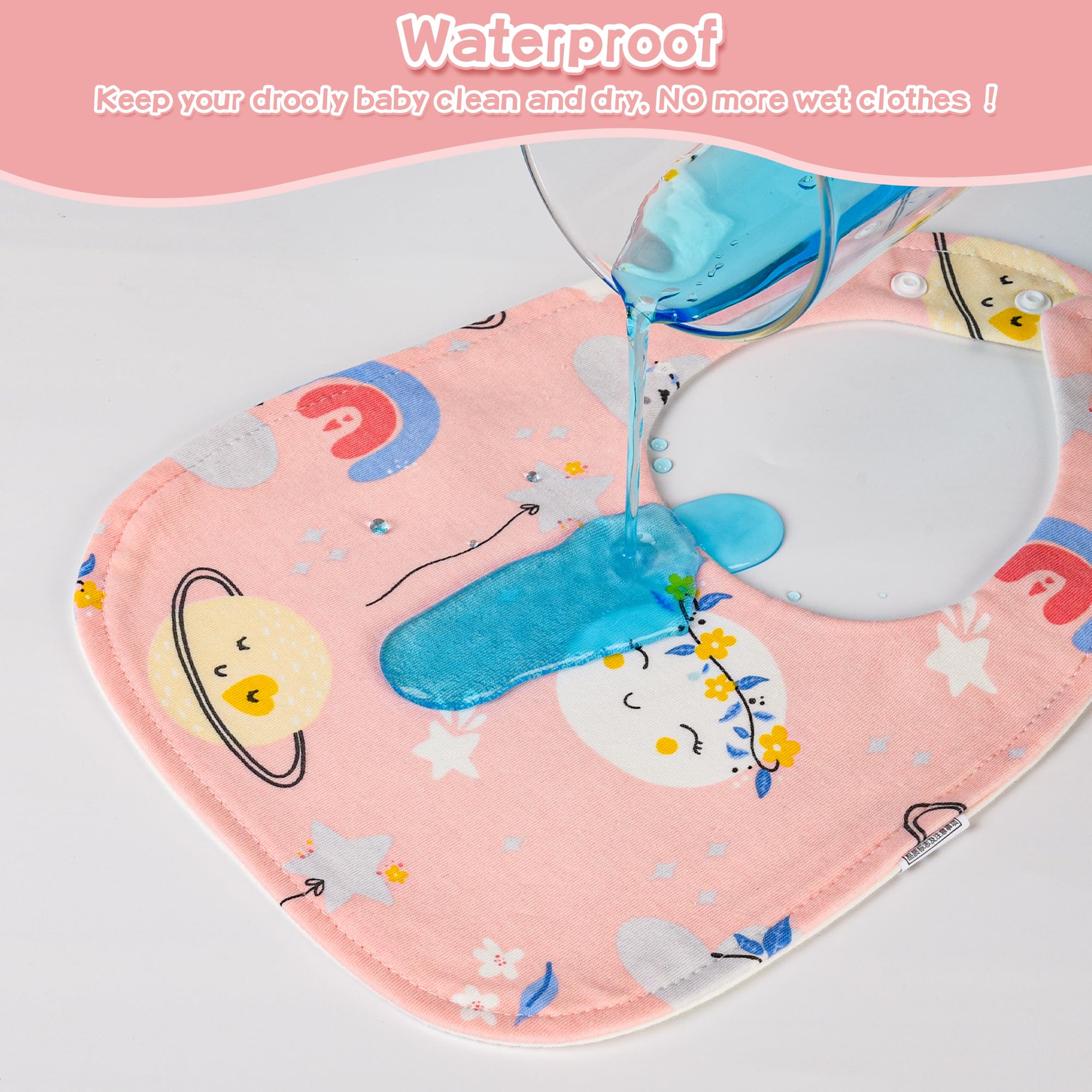 Yafane Baby Dribble Bibs Waterproof Absorbent Cotton Drool Bibs for Baby Boys Girls Unisex Bibs Toddlers Infants for Feeding and Teething 10 Pack (Pink/Yellow) - Image 2