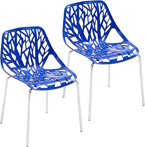 Porthos Home Paola - Juego de 2 sillas de comedor sin brazos, carcasa de plástico duradera con patrón de árboles decorativos para circulación de