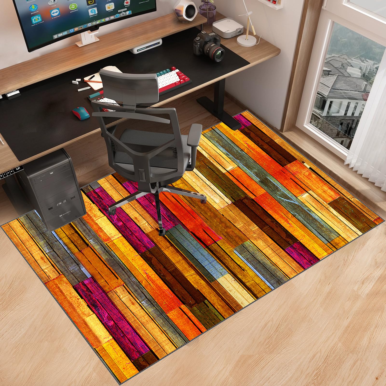 Stuhlmatte, Hartbodenschutz, Büro- und Gaming-Stuhlmatte, kratzfeste Schreibtischunterlage für Laminat, 80 x 120 cm, rutschfest