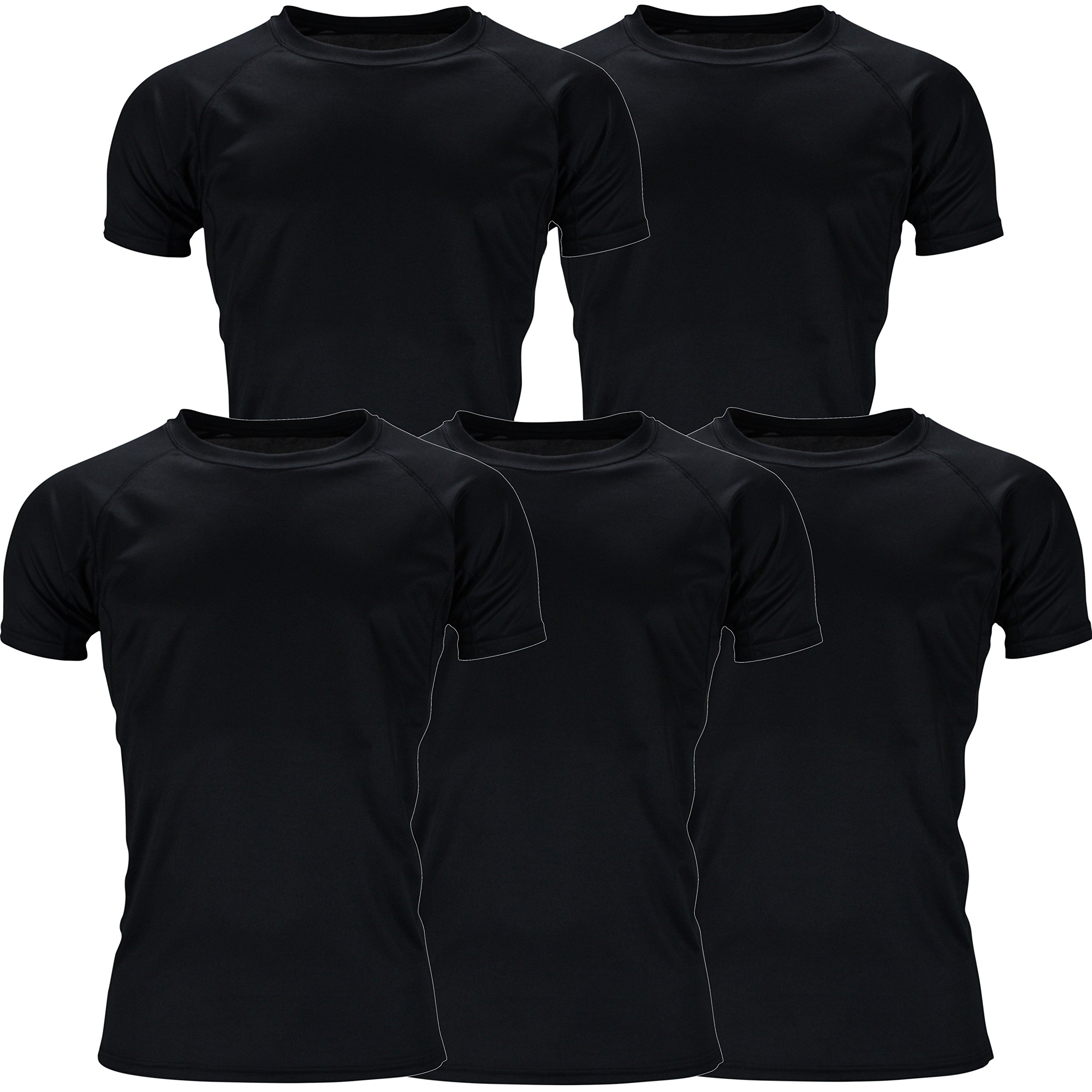 Urban Heritage Mens Short Sleeve Breathable Sports T Shirt (XXL, 5 Pack Black)