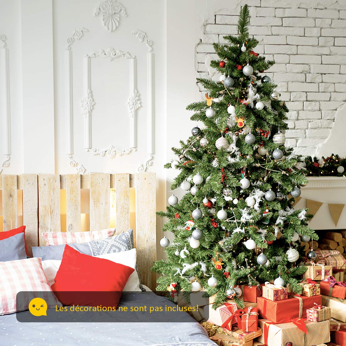 COSTWAY Sapin de Noël Artificiel 180 cm, 928 Branches en PVC, Arbre de Noël Vert, Support Métallique et Pliable, Sapin de Noel pour Maison Bureau Magasin Hôtel