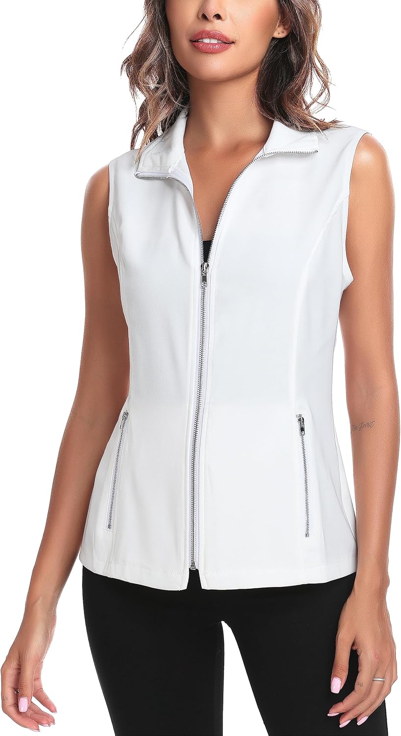MISS MOLY Women's Lightweight Vest Casual Zip Up Utility Vest Hiking Golf Sleeveless Jackets with Pockets - Image 4