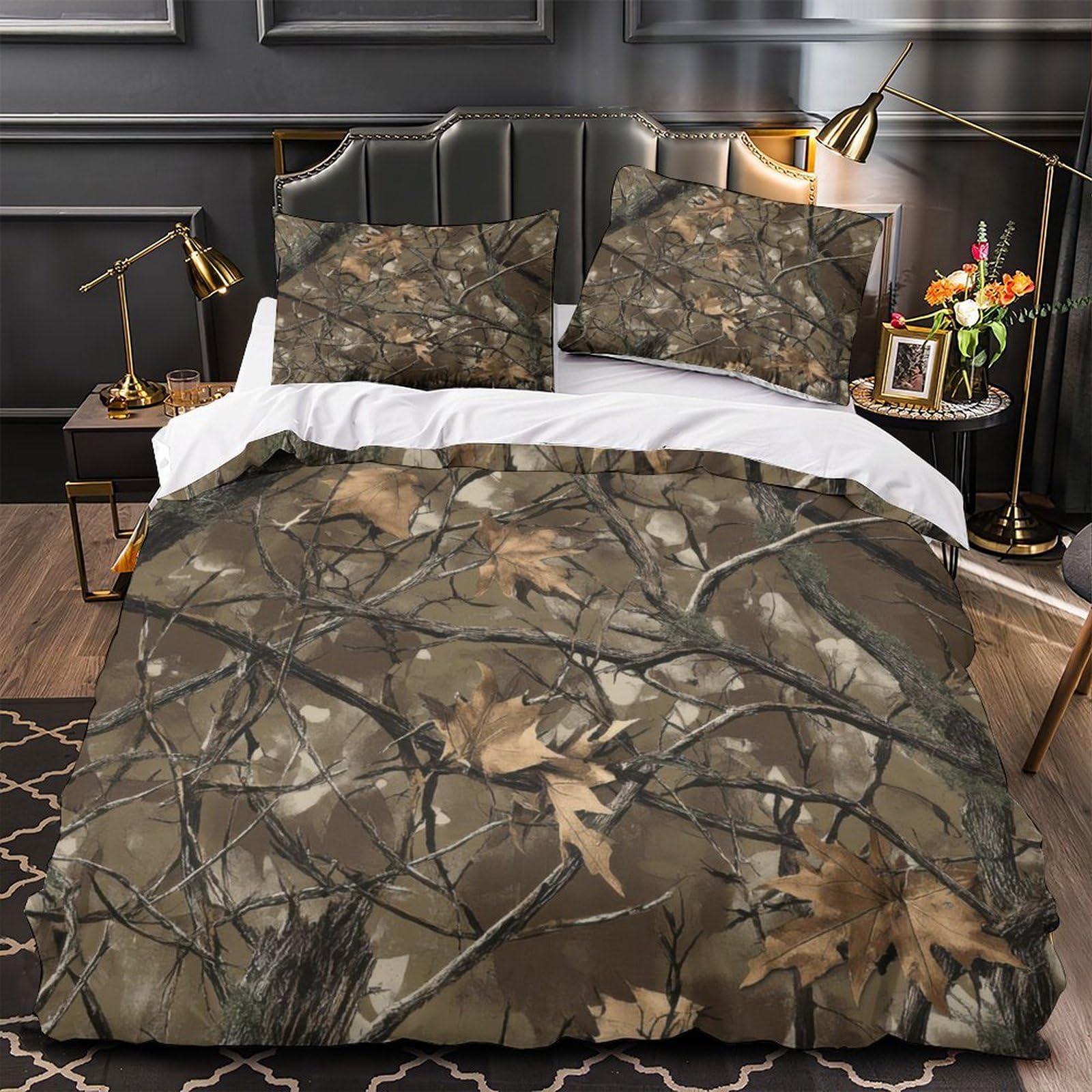 Housse de couette hypoallergénique feuilles d'automne anti-acarien