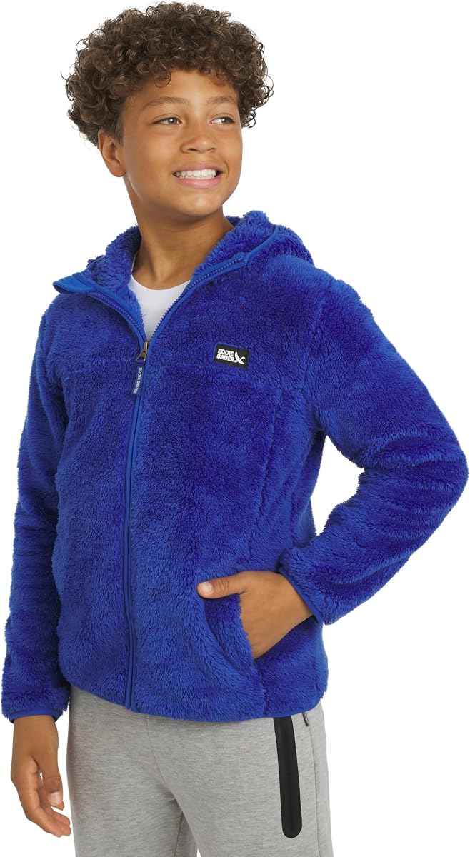 Eddie Bauer Boys' Quest Plush High Pile Faux Sherpa Hooded Jacket