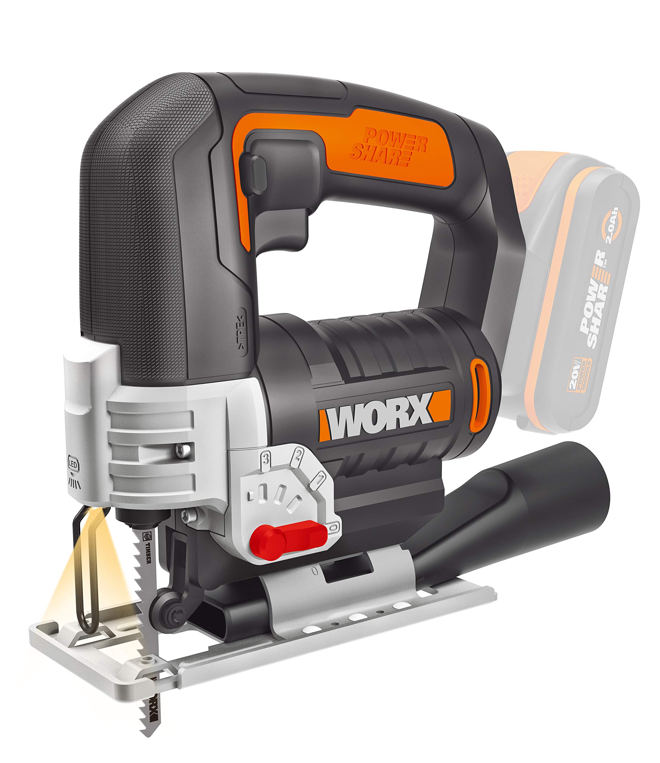 Worx 20V 24mm Jigsaw, Bare Tool, Color Box, No Battery And Charger Included, Wx543.9