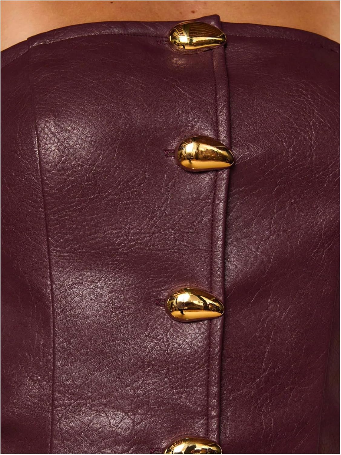 SweatyRocks Women's Sexy Leather Corset Tops Button Down Strapless Tube Tops Bandeau Tops Streetwear - Image 7