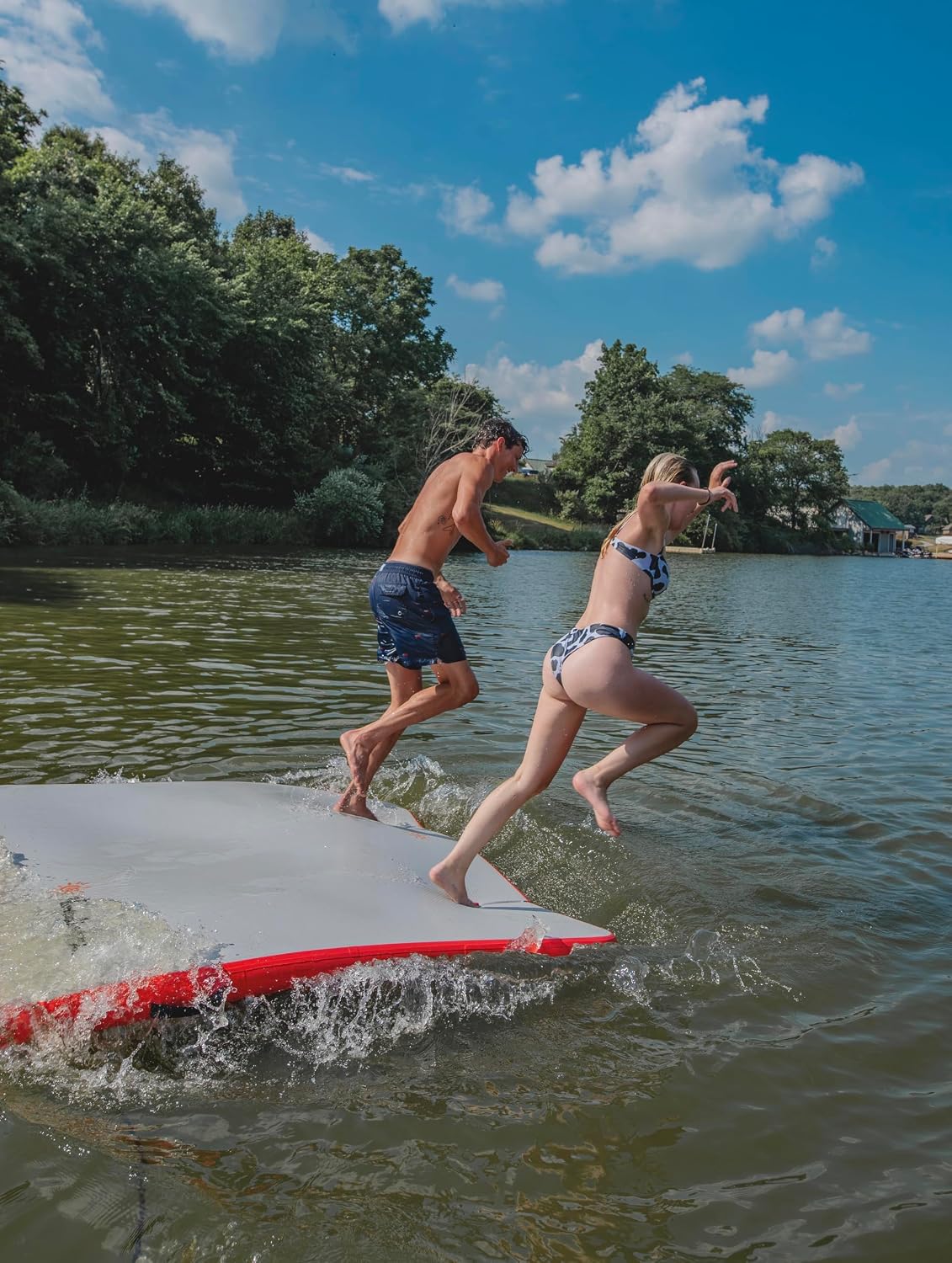 Inflatable Floating Mat for Lakes and Pools - Inflatable Lake Pad, Inflatable Platform, Family-Sized Portable Swim Dock for Lakes Ocean Boating Sunbathing Floating Docks for Lakes & Boats