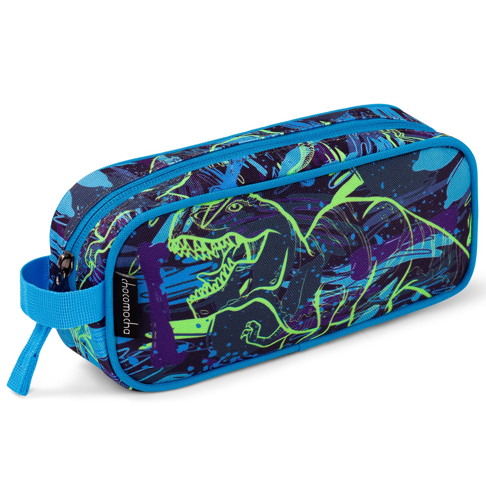 Choco Mocha Kids Pencil Case for Boys, Soft Zipper Pencil Pouch for Boys, Kids Pencil Case for School Dinosaur Pencil Bag for Toddler Boy, Navy Blue