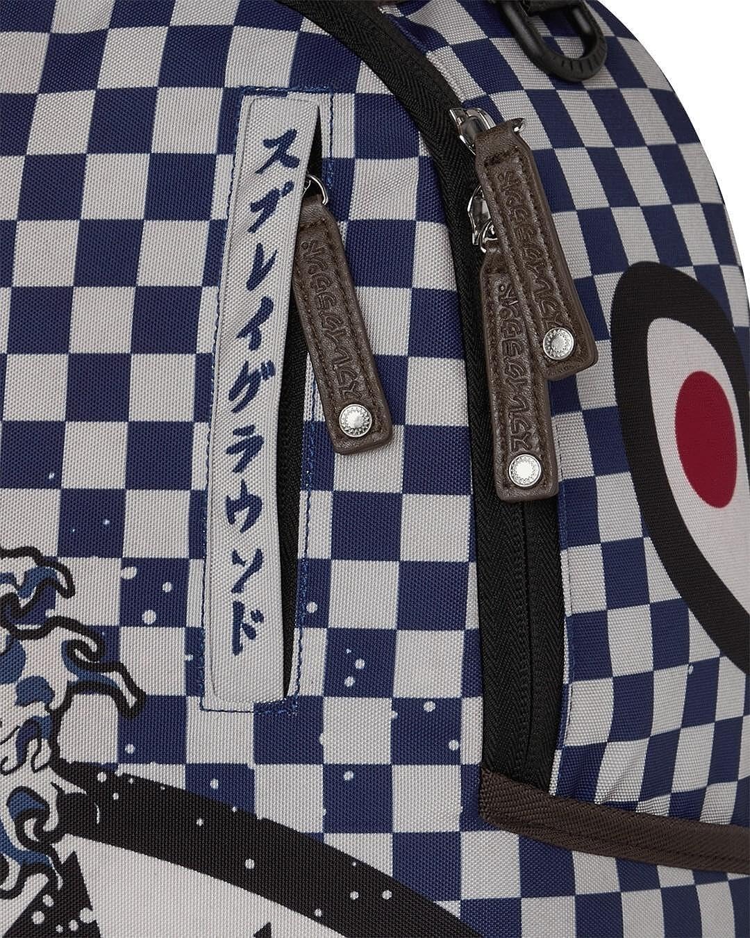 Sprayground Ichimatsu Moyo Camokawa Shark Backpack, Blue, Japanese Checkered Camo Pattern